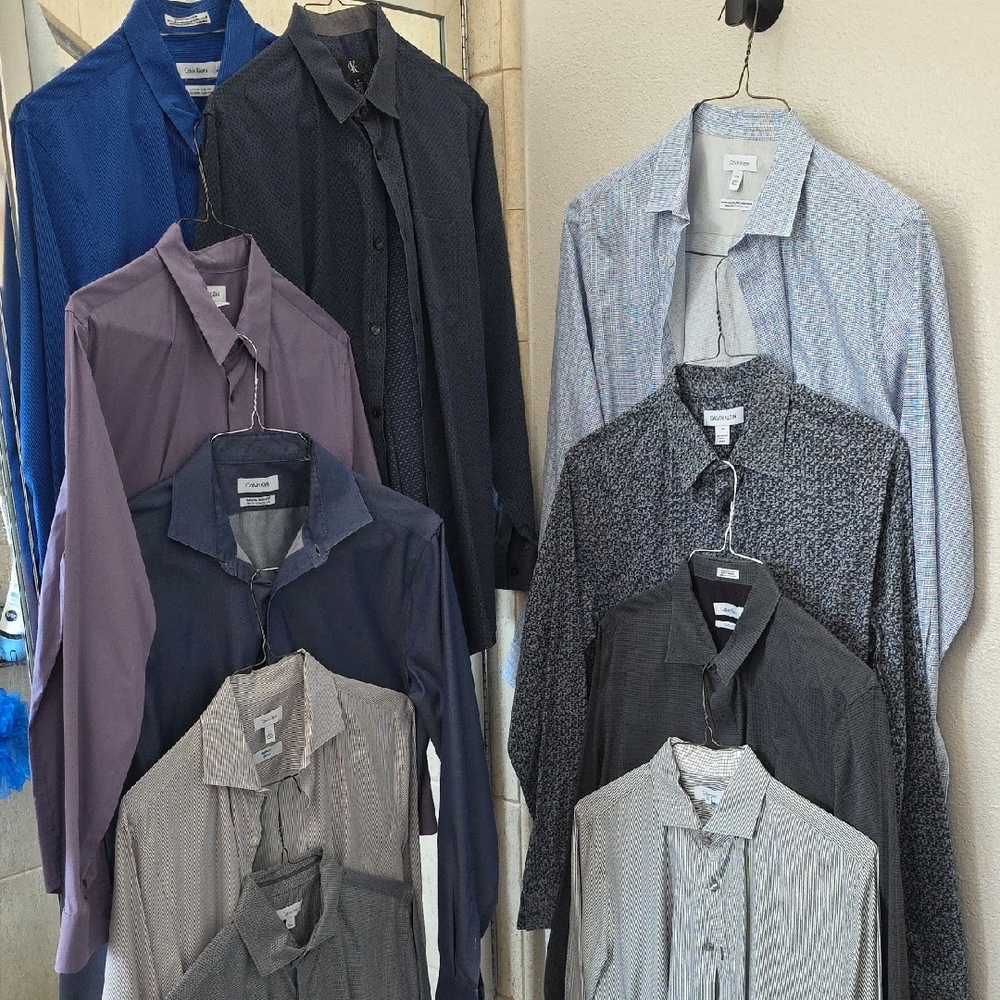 Calvin Klein Men's Dress Shirts in Blue, Purple, and Gray